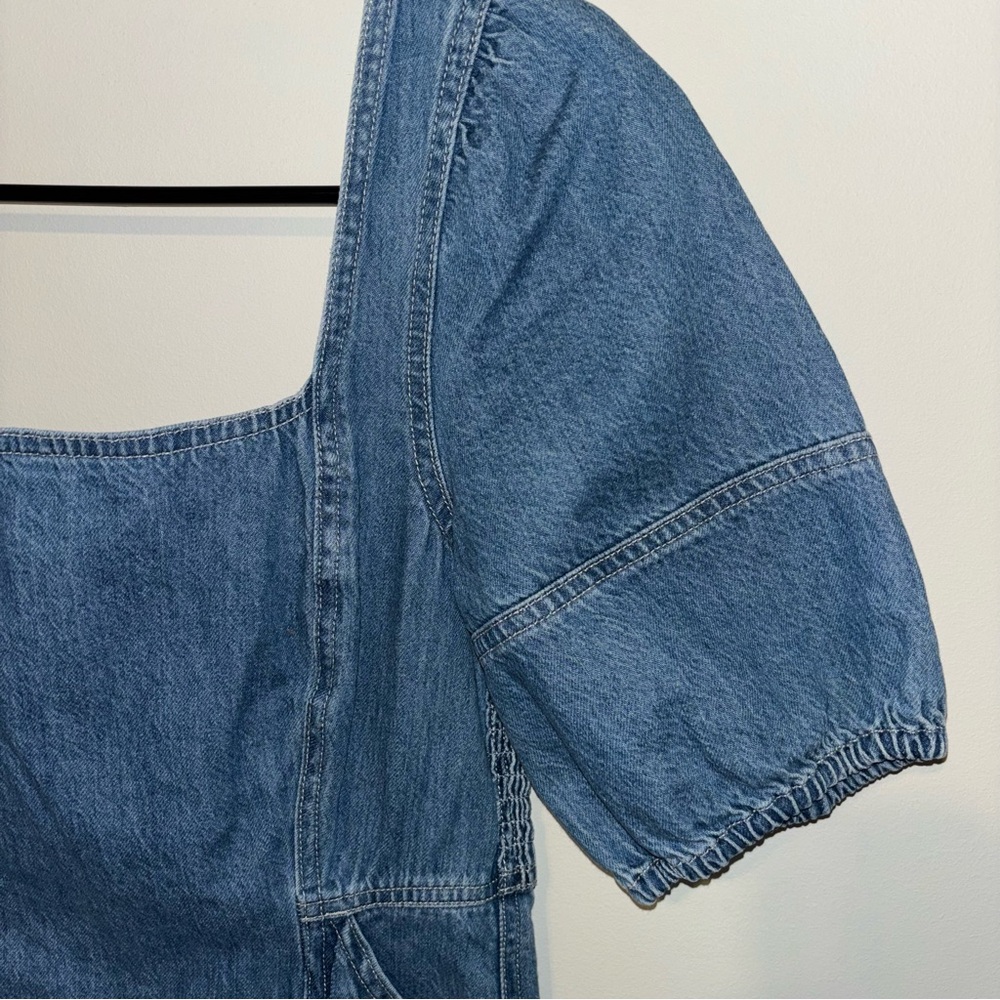 Madewell Maisie Mini Dress Square-Neck Denim Fennwood Wash Size 2 - Picture 4 of 12